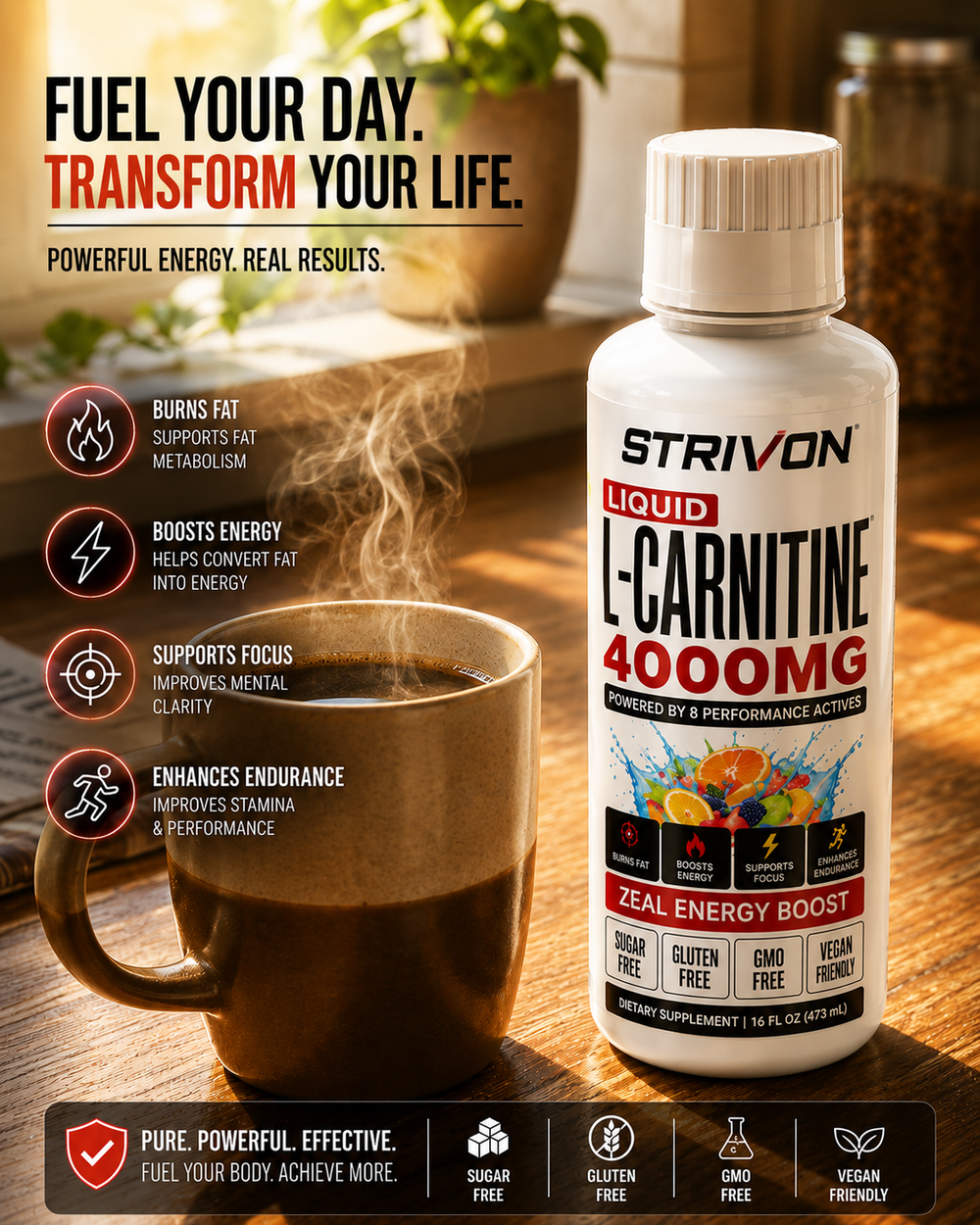 IT WORKS WITH YOUR MORNING COFFEE - NOT AGAINST IT.
