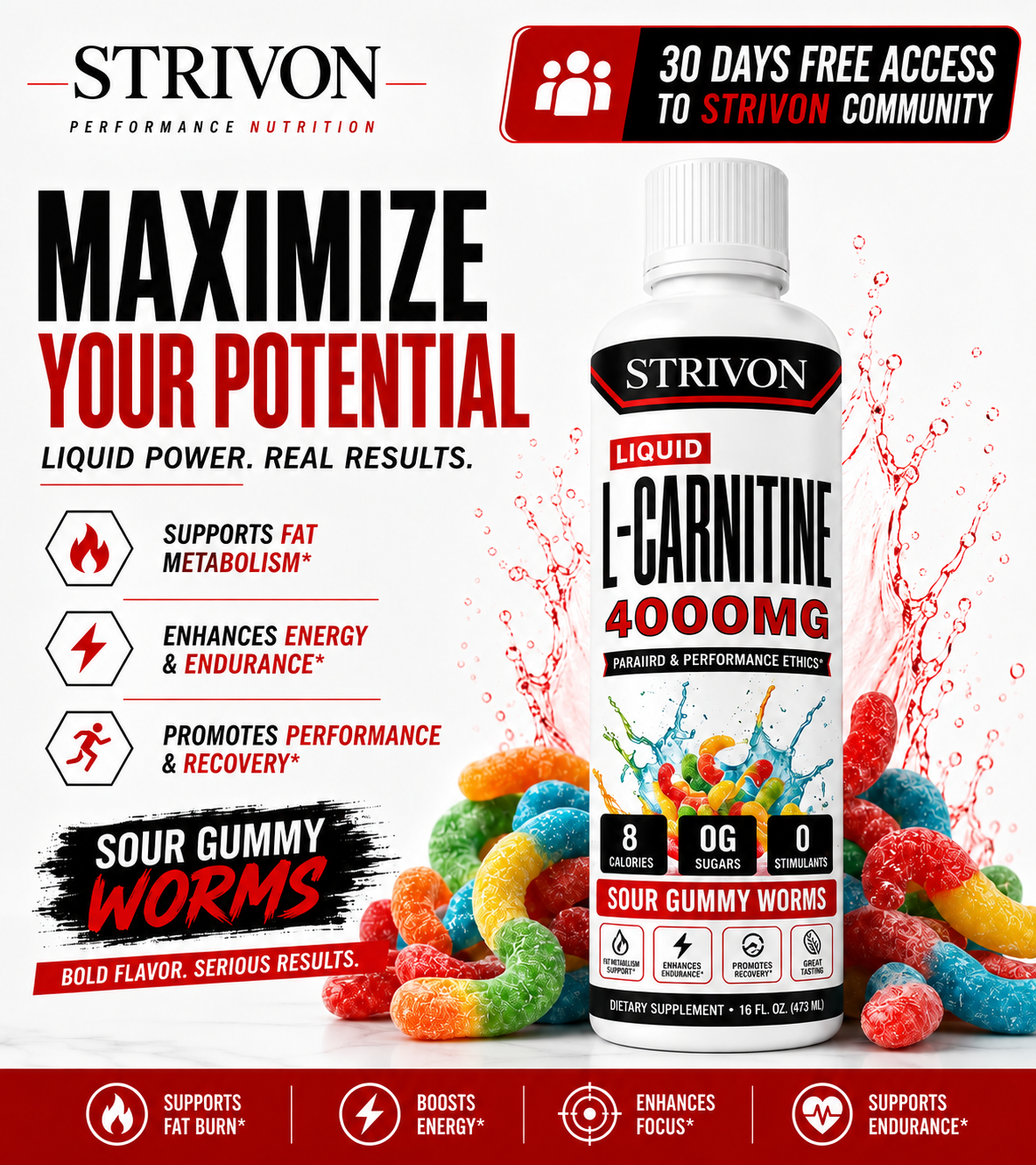 Strivon L-Carnitine 4000mg Liquid