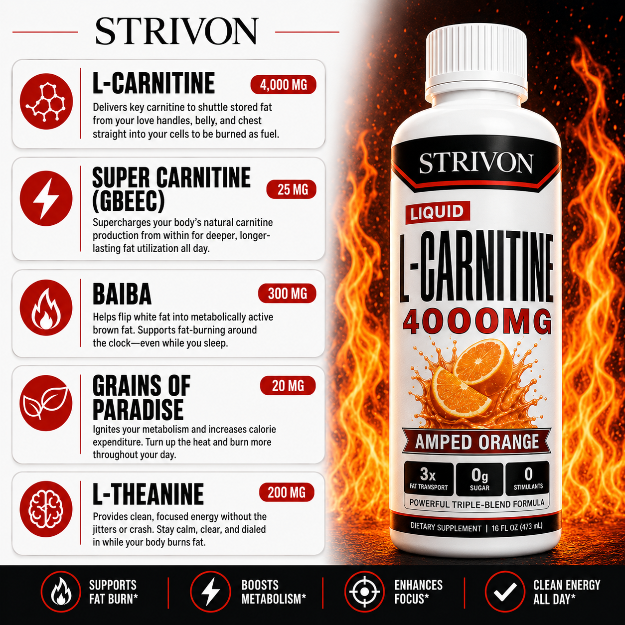 Strivon L-Carnitine 4000mg Liquid